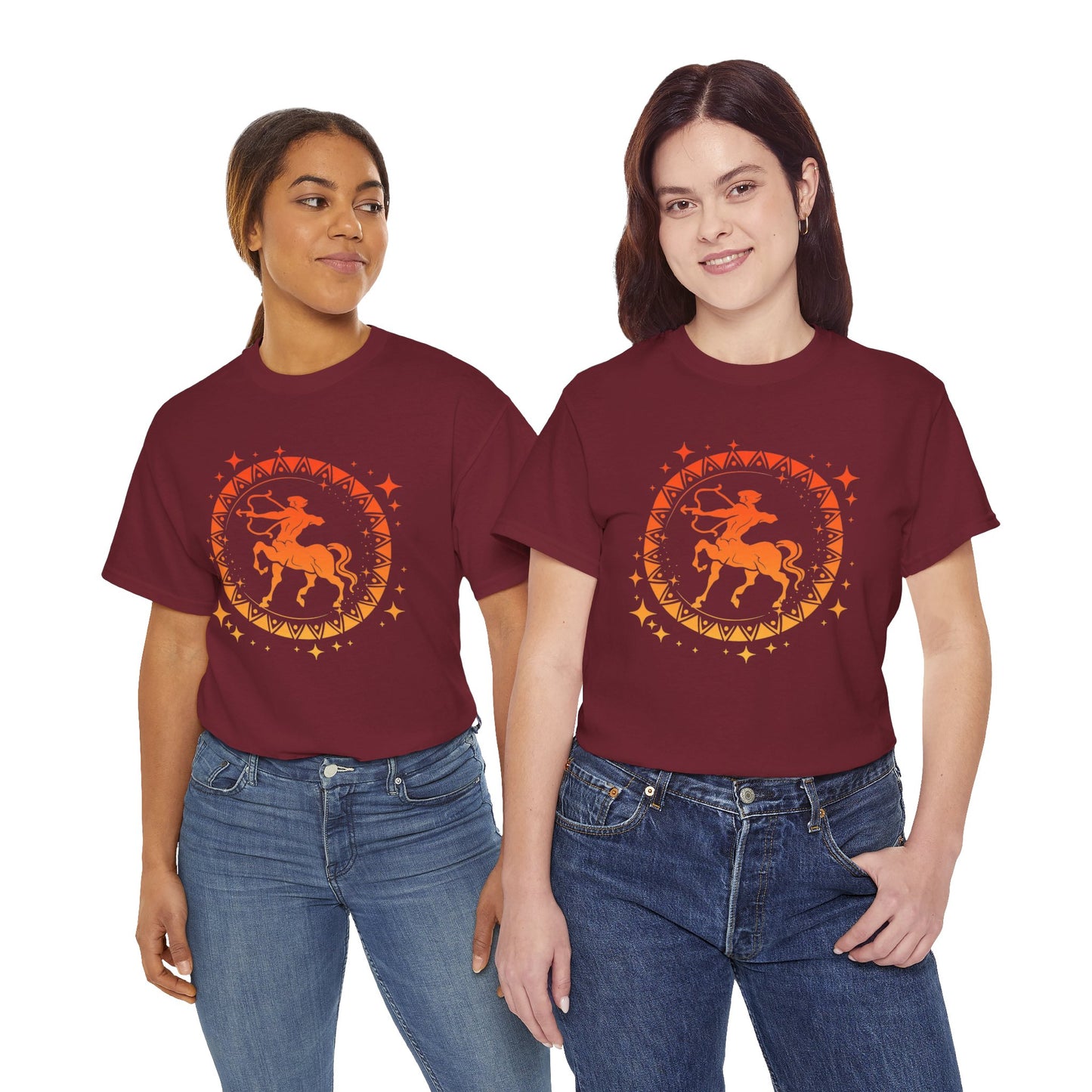 Tribal Circle Sagittarius Archer Unisex Heavy Cotton Tee