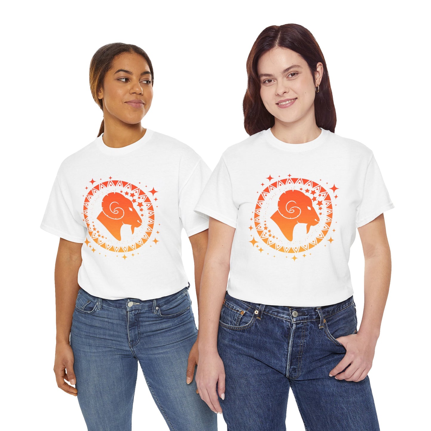 Tribal Circle Aries Ram Unisex Heavy Cotton Tee