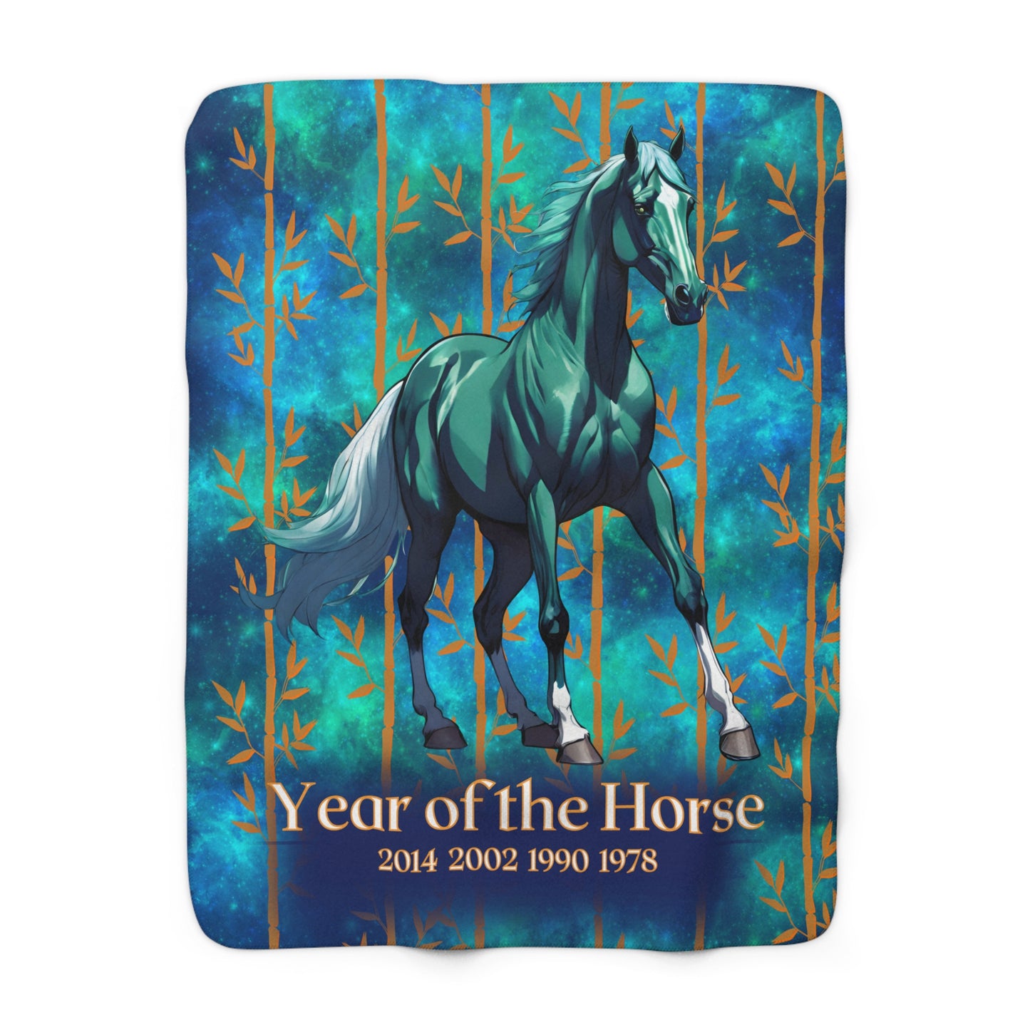 Azure Galaxy Horse Sherpa Fleece Blanket