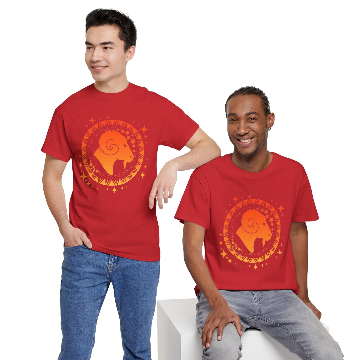 Tribal Circle Aries Ram Unisex Heavy Cotton Tee