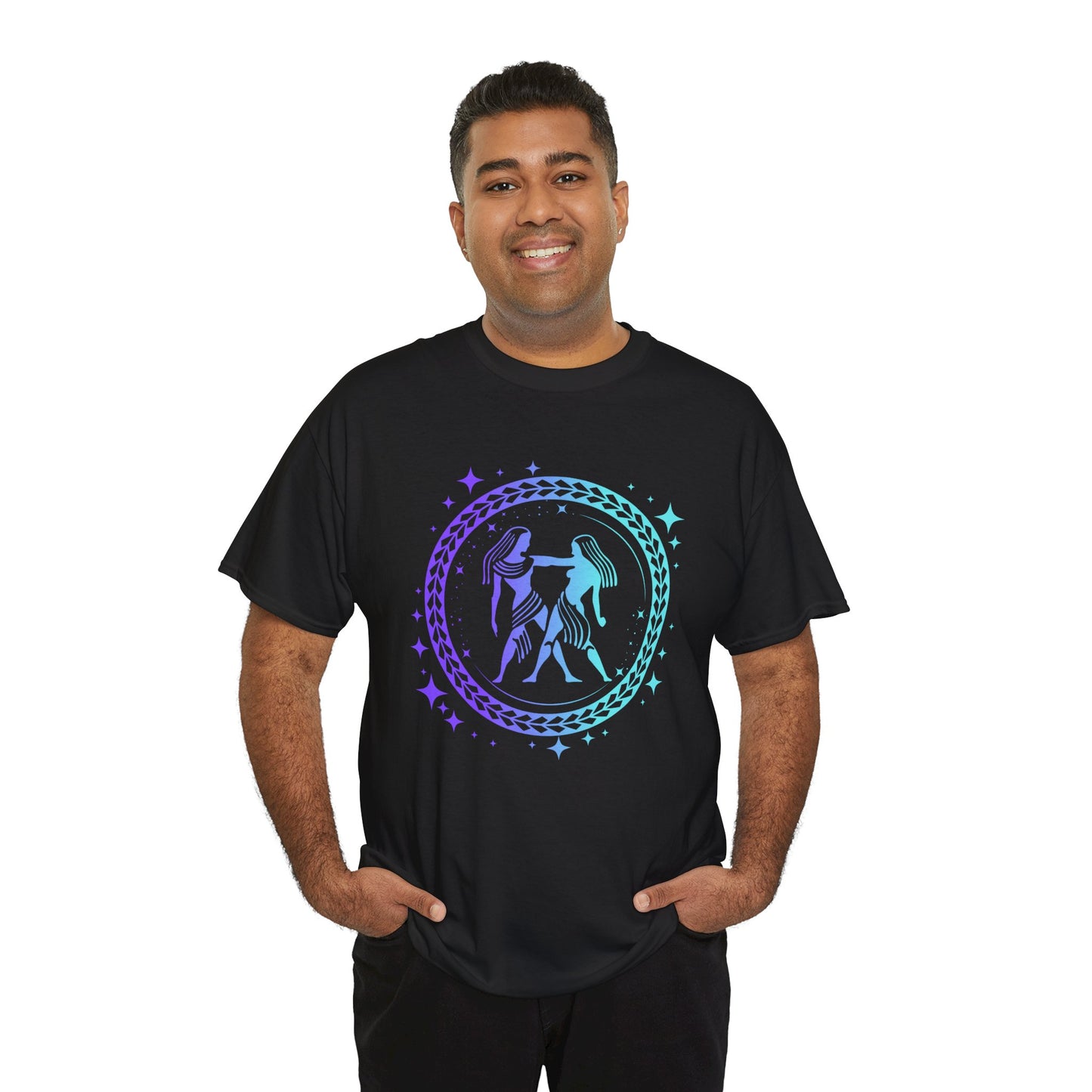 Tribal Circle Gemini Twins Unisex Heavy Cotton Tee