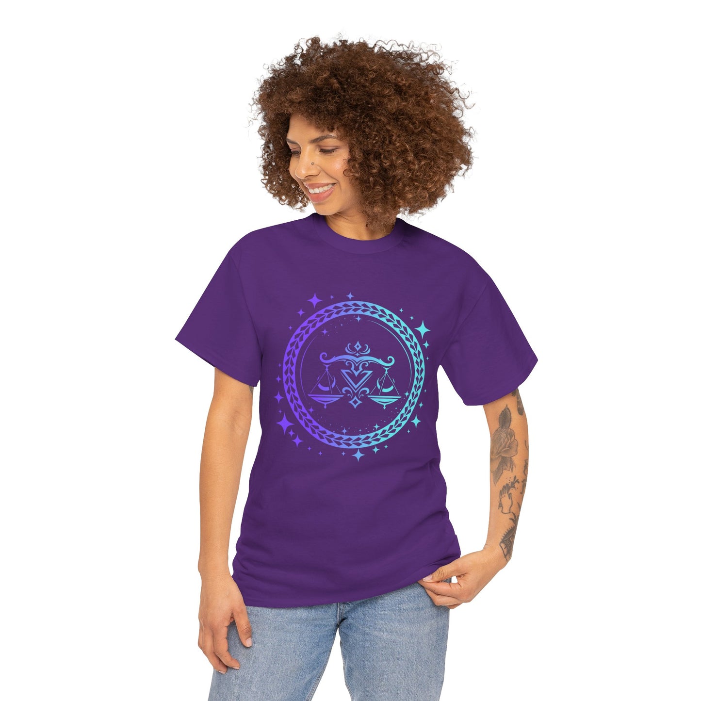 Tribal Circle Libra Scales Unisex Heavy Cotton Tee