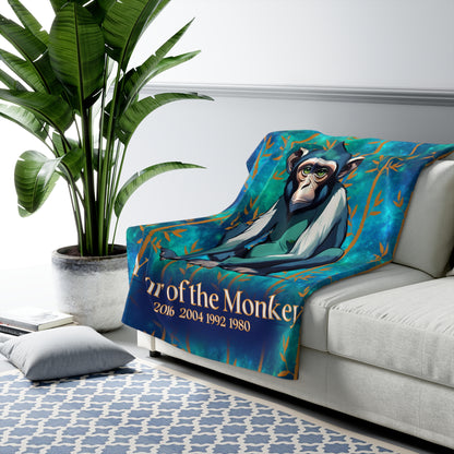Azure Galaxy Monkey Sherpa Fleece Blanket