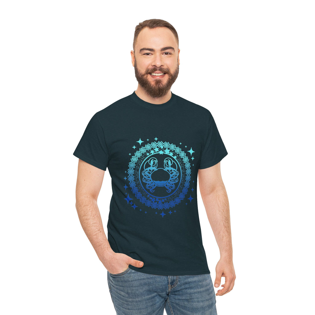 Tribal Circle Cancer Crab Unisex Heavy Cotton Tee