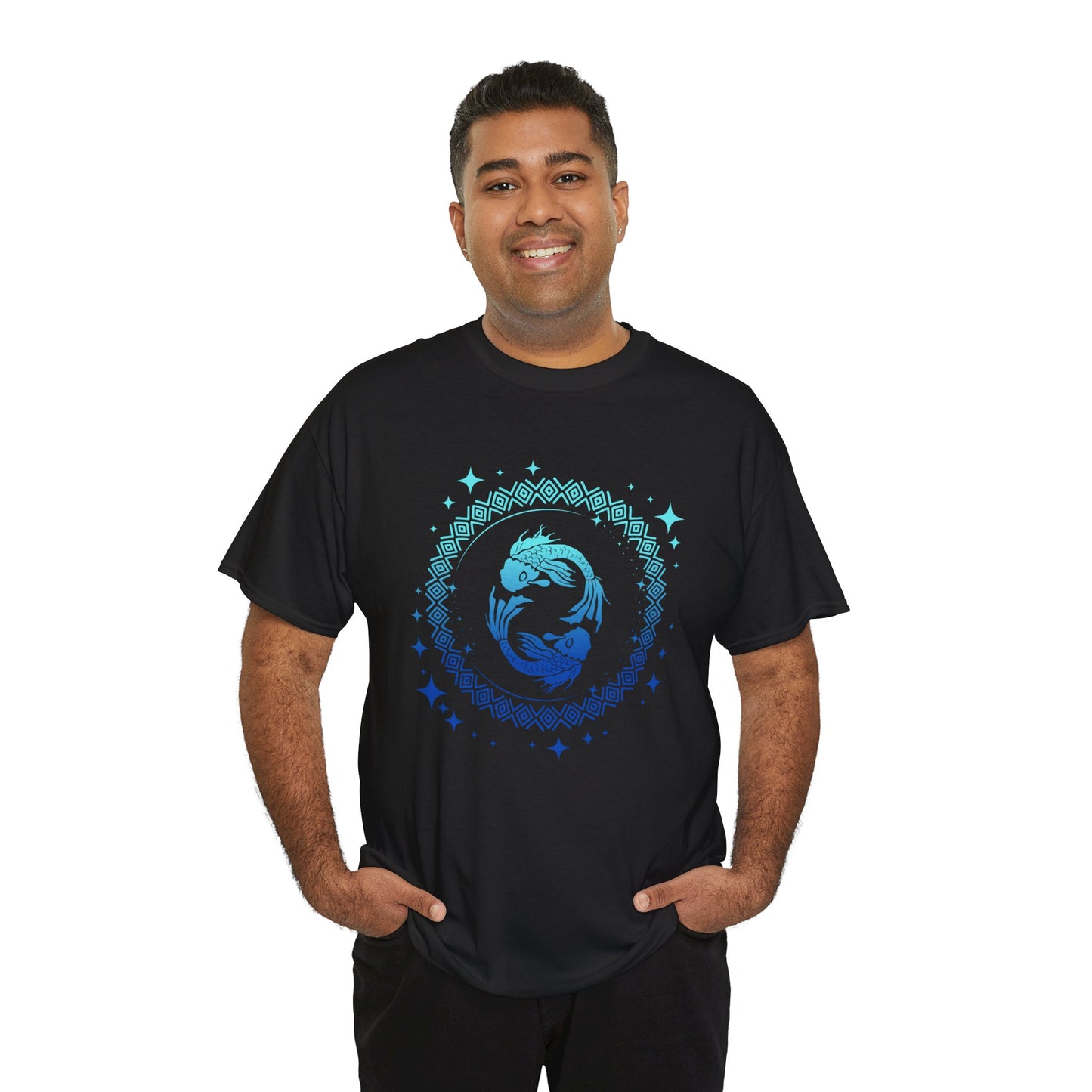 Tribal Circle Pisces Twin Fish Unisex Heavy Cotton Tee