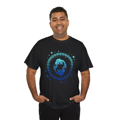 Tribal Circle Pisces Twin Fish Unisex Heavy Cotton Tee