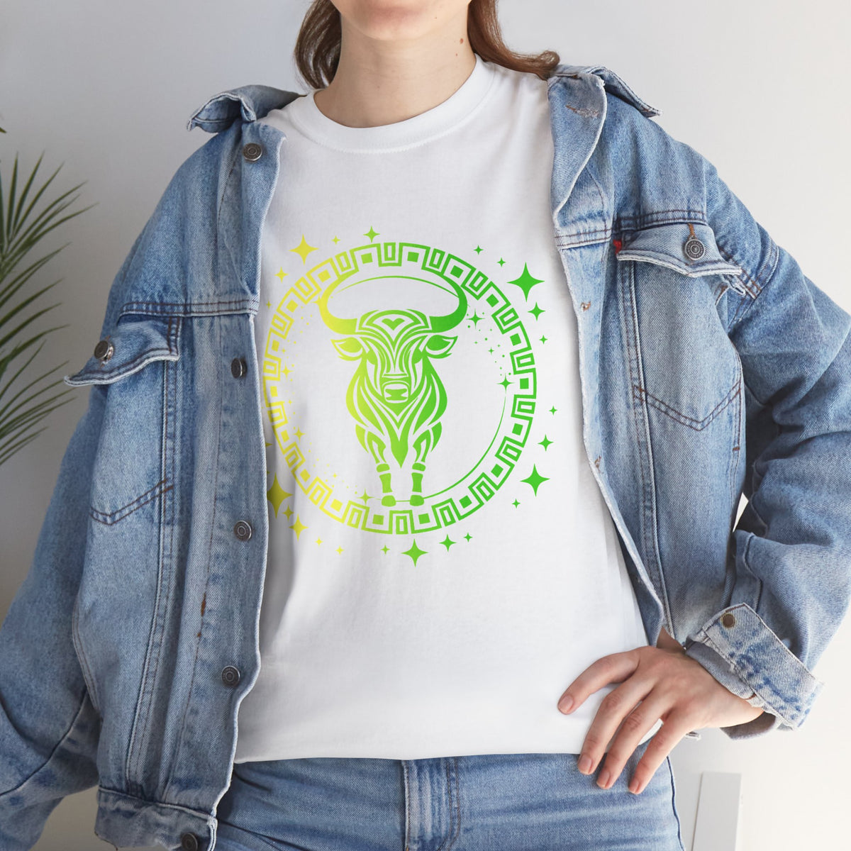 Tribal Circle Taurus Bull Unisex Heavy Cotton Tee