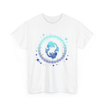 Tribal Circle Pisces Twin Fish Unisex Heavy Cotton Tee
