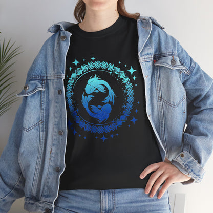 Tribal Circle Pisces Twin Fish Unisex Heavy Cotton Tee