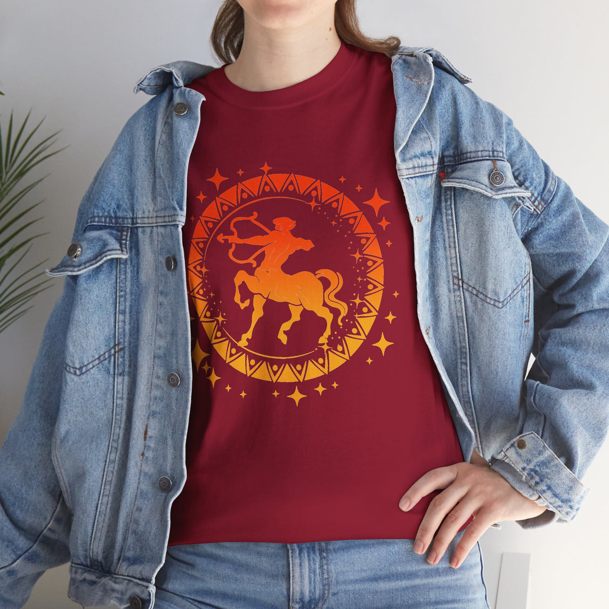 Tribal Circle Sagittarius Archer Unisex Heavy Cotton Tee