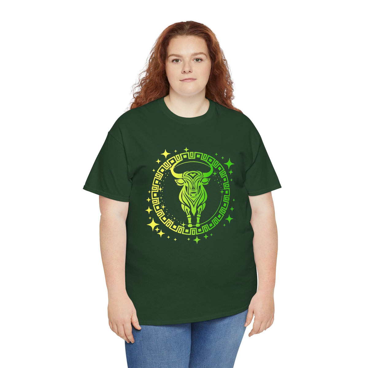 Tribal Circle Taurus Bull Unisex Heavy Cotton Tee