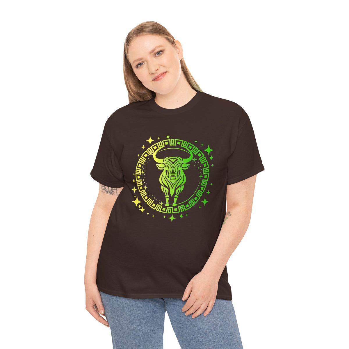 Tribal Circle Taurus Bull Unisex Heavy Cotton Tee