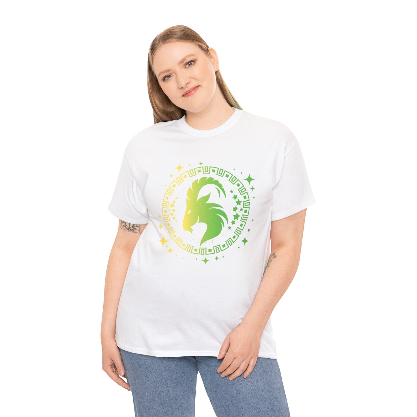 Tribal Circle Capricorn Goat Unisex Heavy Cotton Tee