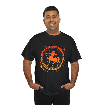 Tribal Circle Sagittarius Archer Unisex Heavy Cotton Tee