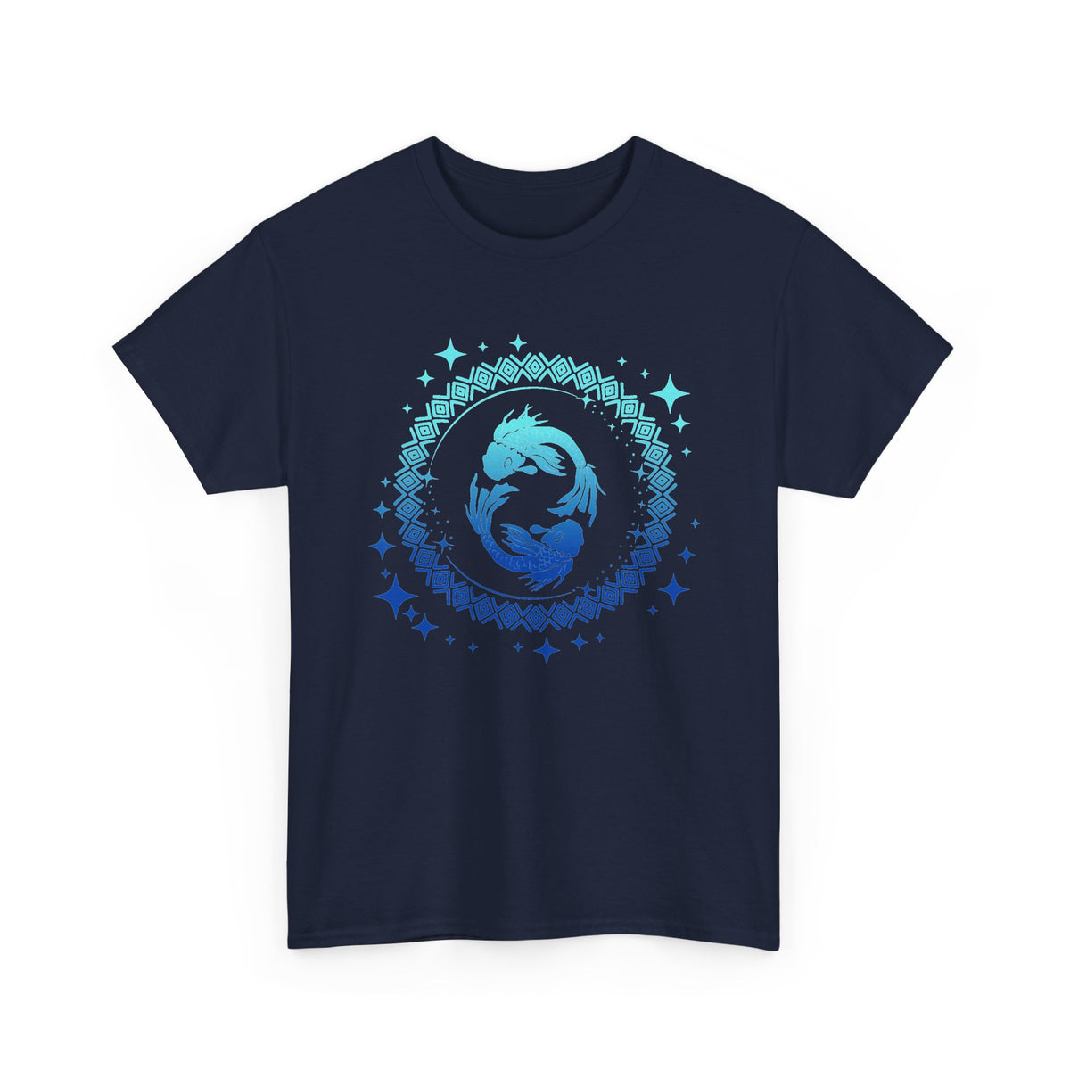 Tribal Circle Pisces Twin Fish Unisex Heavy Cotton Tee