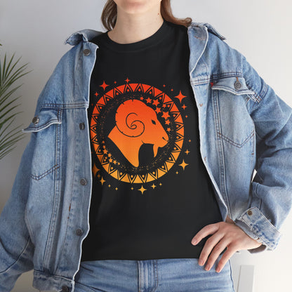 Tribal Circle Aries Ram Unisex Heavy Cotton Tee