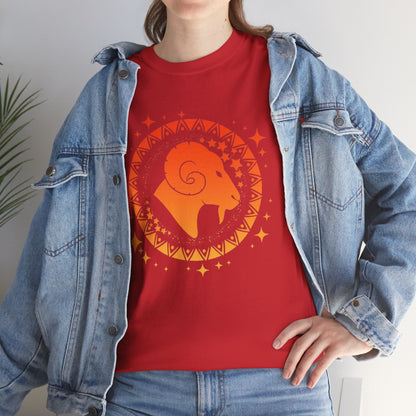 Tribal Circle Aries Ram Unisex Heavy Cotton Tee