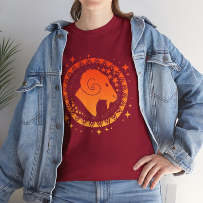 Tribal Circle Aries Ram Unisex Heavy Cotton Tee