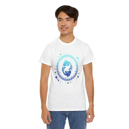 Tribal Circle Pisces Twin Fish Unisex Heavy Cotton Tee