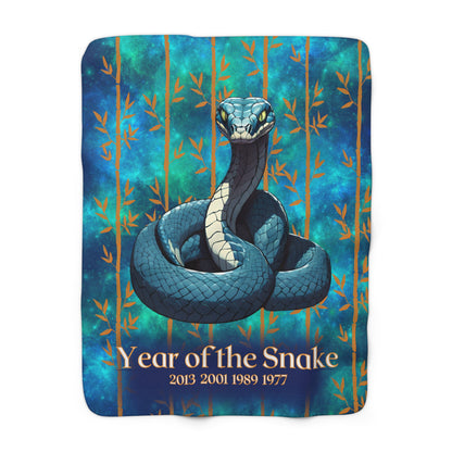 Azure Galaxy Snake Sherpa Fleece Blanket