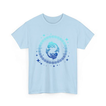 Tribal Circle Pisces Twin Fish Unisex Heavy Cotton Tee