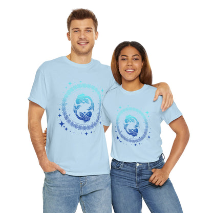 Tribal Circle Pisces Twin Fish Unisex Heavy Cotton Tee