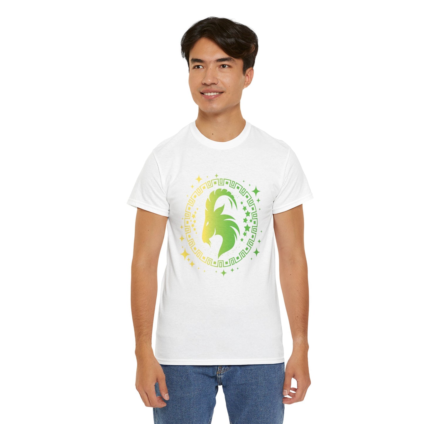 Tribal Circle Capricorn Goat Unisex Heavy Cotton Tee