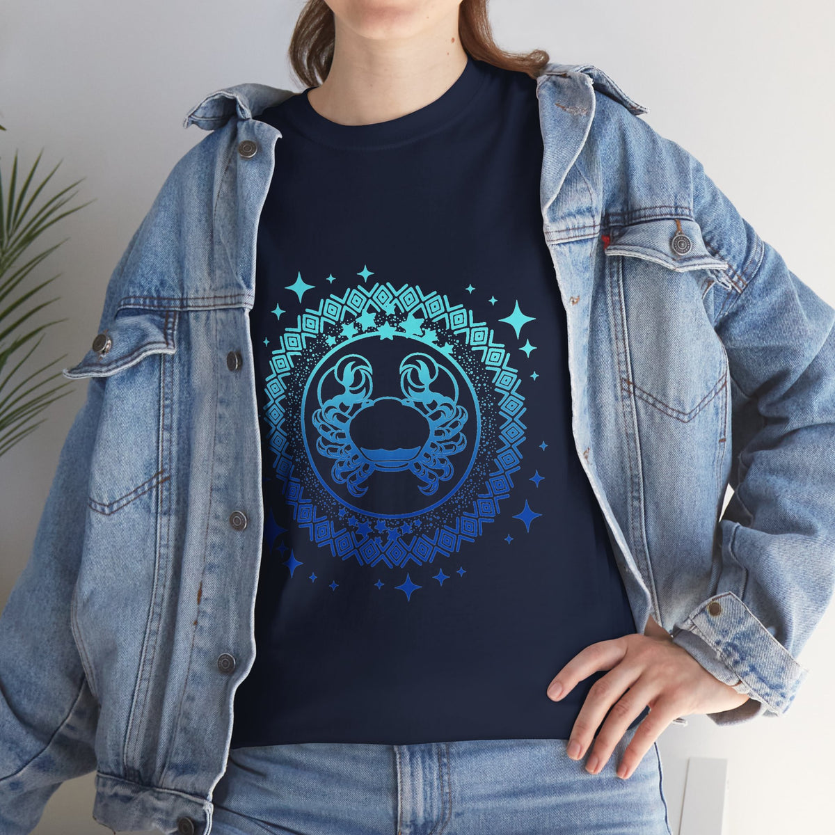 Tribal Circle Cancer Crab Unisex Heavy Cotton Tee