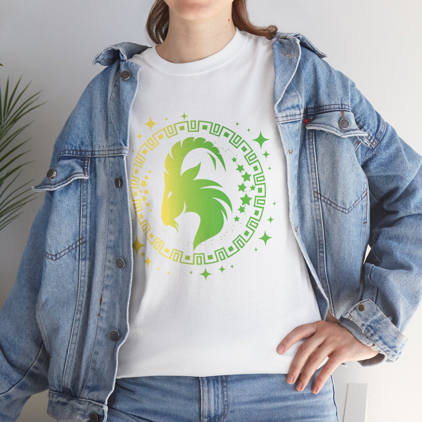 Tribal Circle Capricorn Goat Unisex Heavy Cotton Tee