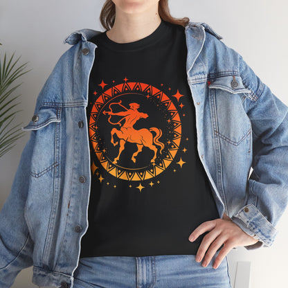 Tribal Circle Sagittarius Archer Unisex Heavy Cotton Tee