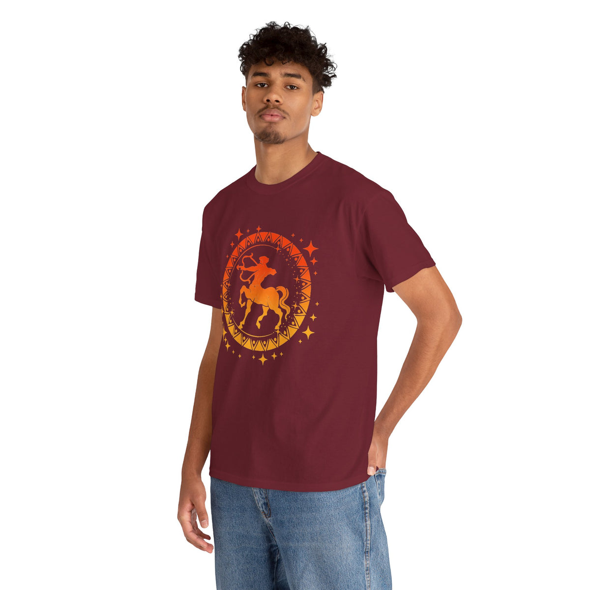 Tribal Circle Sagittarius Archer Unisex Heavy Cotton Tee