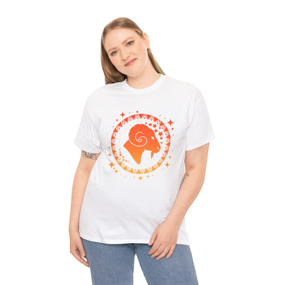 Tribal Circle Aries Ram Unisex Heavy Cotton Tee