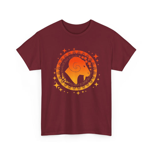 Tribal Circle Aries Ram Unisex Heavy Cotton Tee