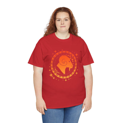 Tribal Circle Aries Ram Unisex Heavy Cotton Tee