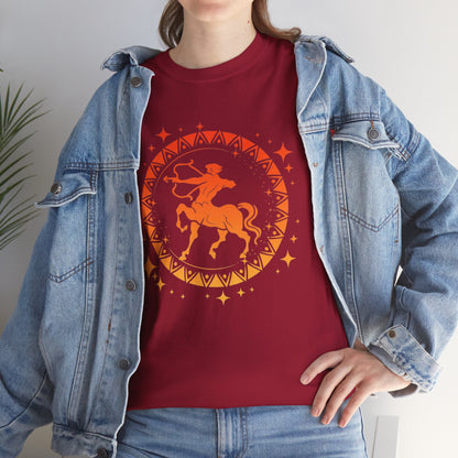 Tribal Circle Sagittarius Archer Unisex Heavy Cotton Tee