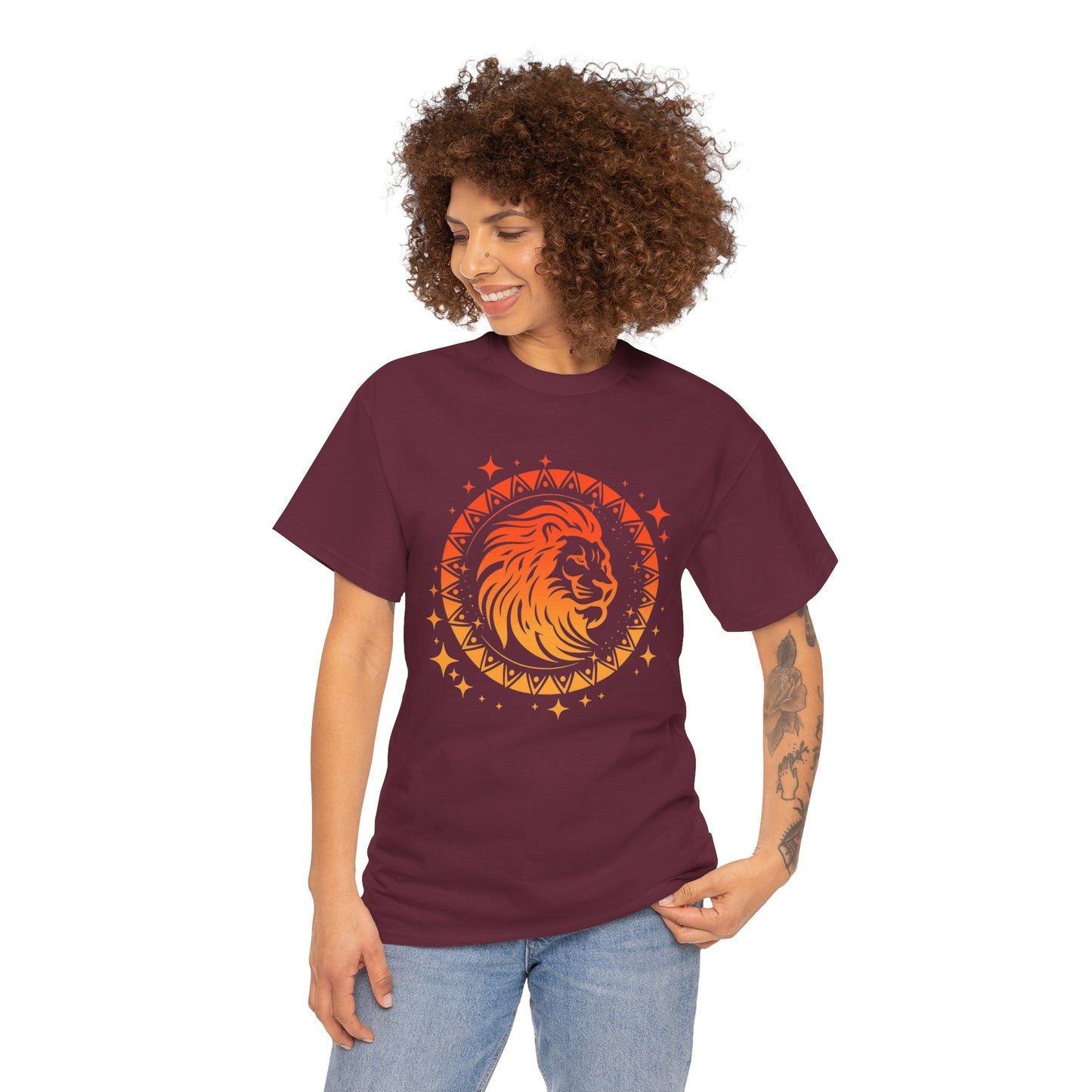 Tribal Circle Leo Lion Unisex Heavy Cotton Tee