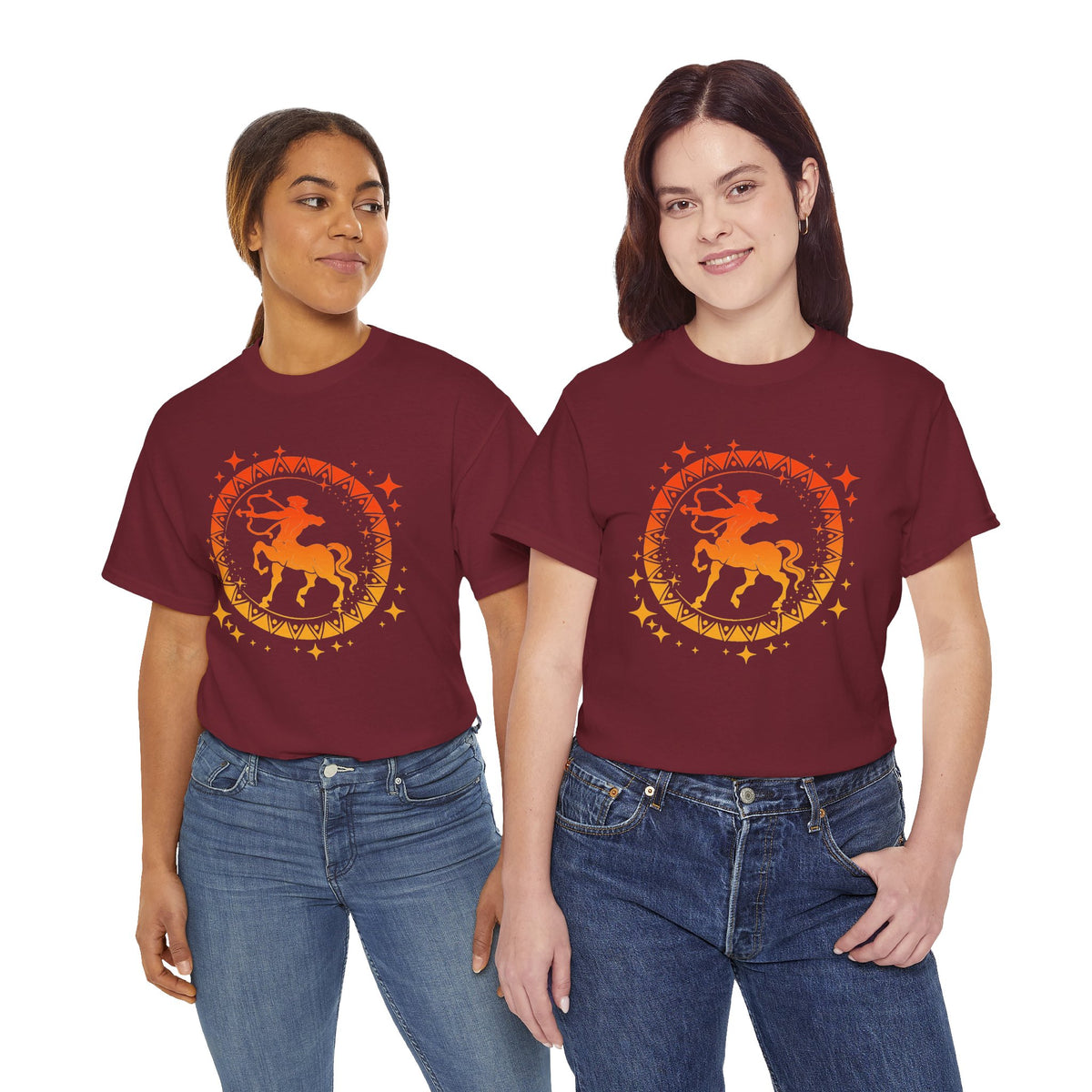 Tribal Circle Sagittarius Archer Unisex Heavy Cotton Tee