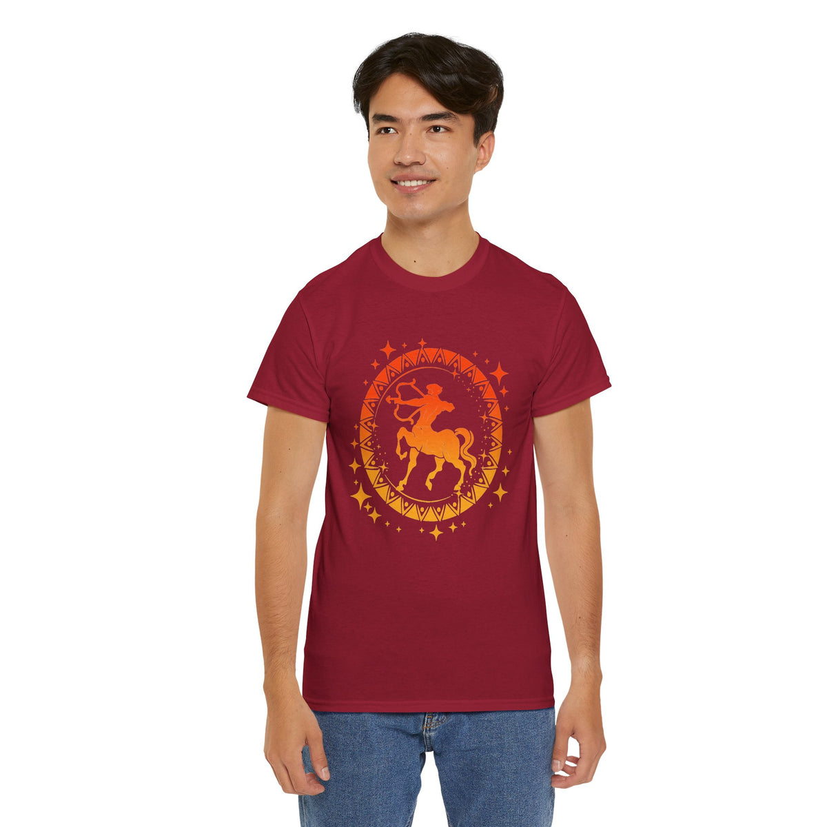Tribal Circle Sagittarius Archer Unisex Heavy Cotton Tee