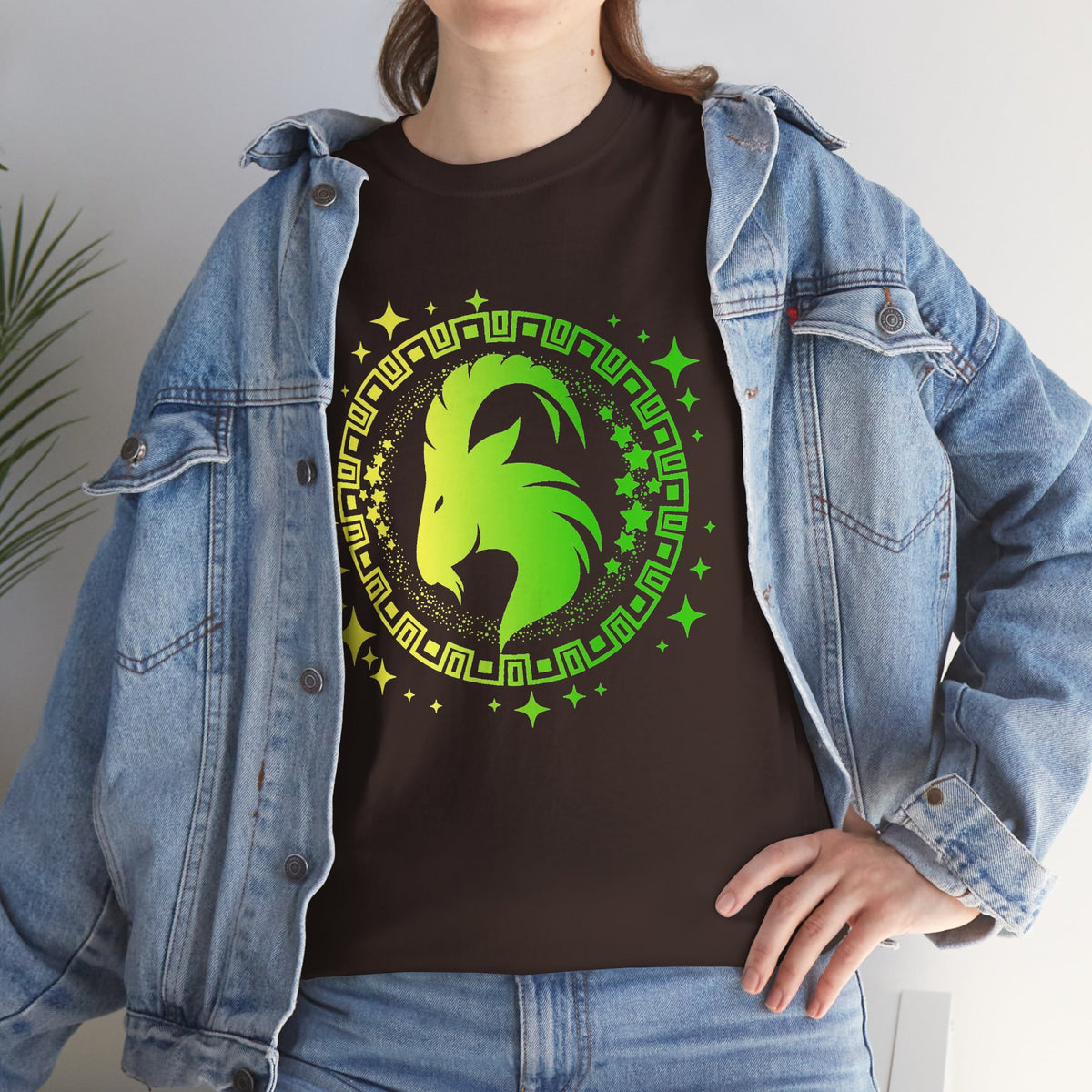 Tribal Circle Capricorn Goat Unisex Heavy Cotton Tee