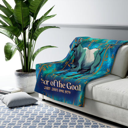 Azure Galaxy Goat Sherpa Fleece Blanket