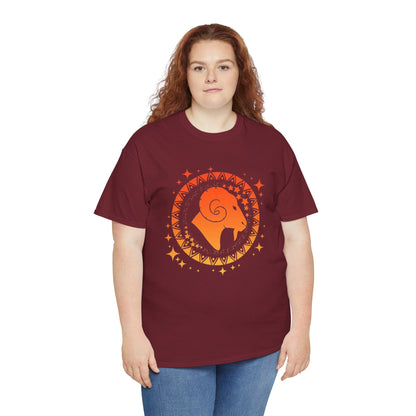 Tribal Circle Aries Ram Unisex Heavy Cotton Tee