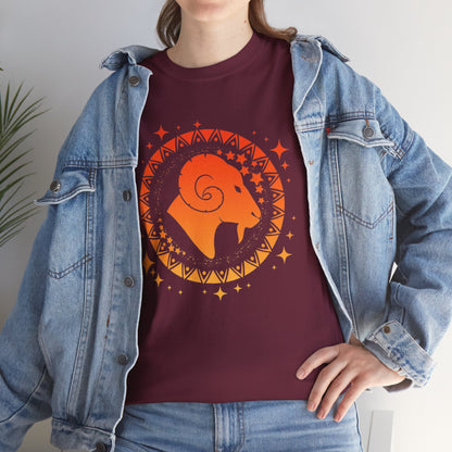 Tribal Circle Aries Ram Unisex Heavy Cotton Tee