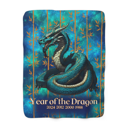 Azure Galaxy Dragon Sherpa Fleece Blanket