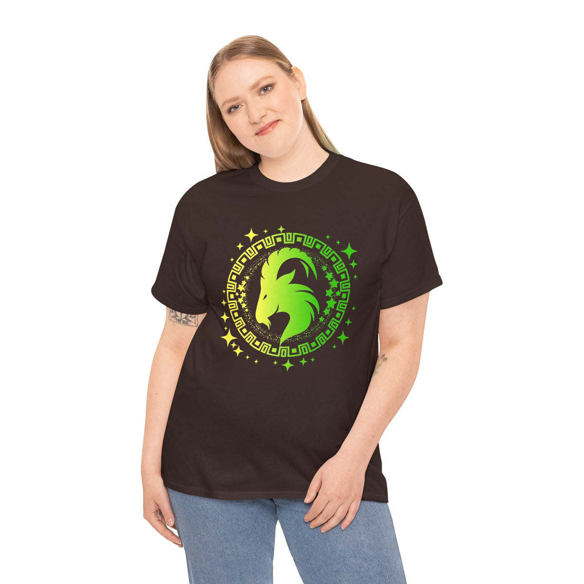 Tribal Circle Capricorn Goat Unisex Heavy Cotton Tee