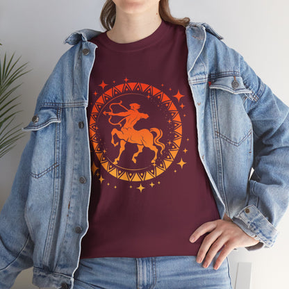 Tribal Circle Sagittarius Archer Unisex Heavy Cotton Tee