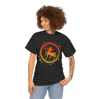 Tribal Circle Sagittarius Archer Unisex Heavy Cotton Tee