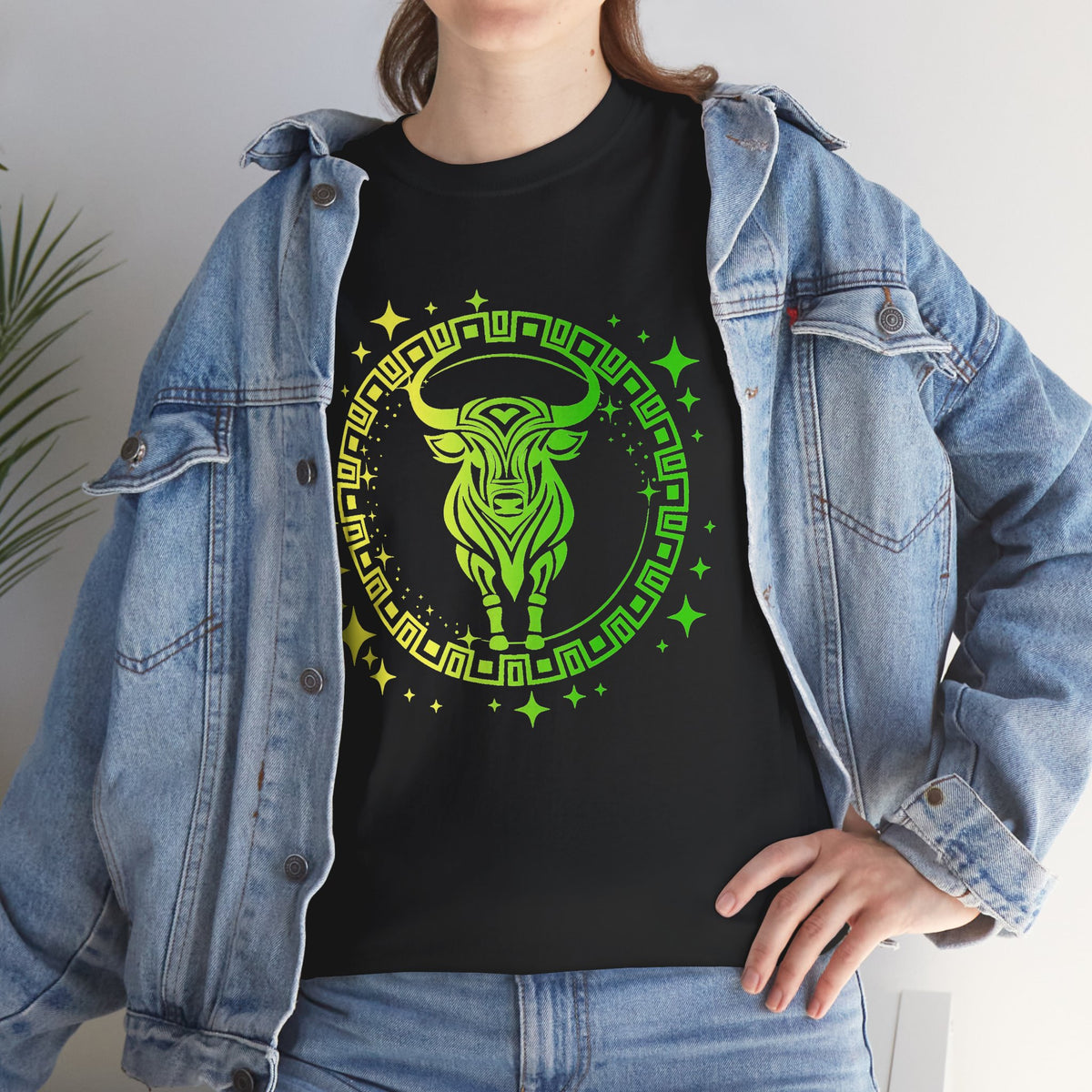 Tribal Circle Taurus Bull Unisex Heavy Cotton Tee