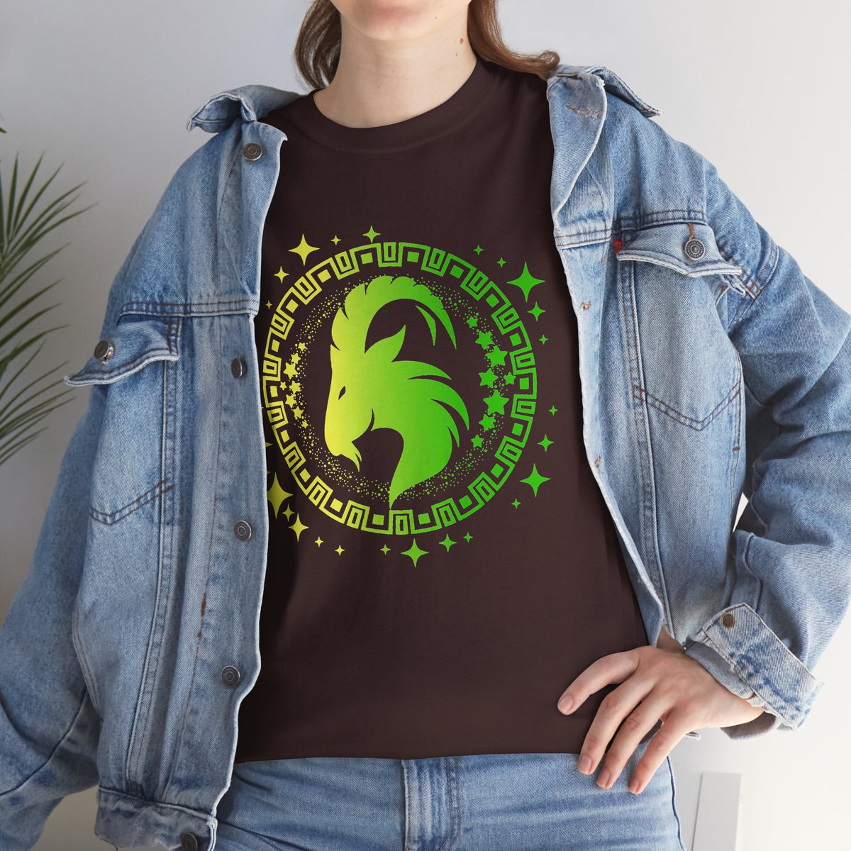 Tribal Circle Capricorn Goat Unisex Heavy Cotton Tee