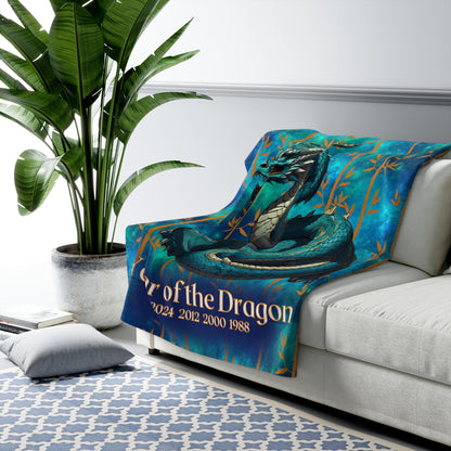 Azure Galaxy Dragon Sherpa Fleece Blanket