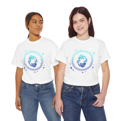 Tribal Circle Pisces Twin Fish Unisex Heavy Cotton Tee